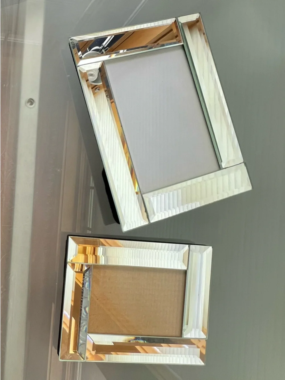 🪩2–Pair of Beveled Mirror 4-Piece Photo Frames - Silver Mirror Finish Glass